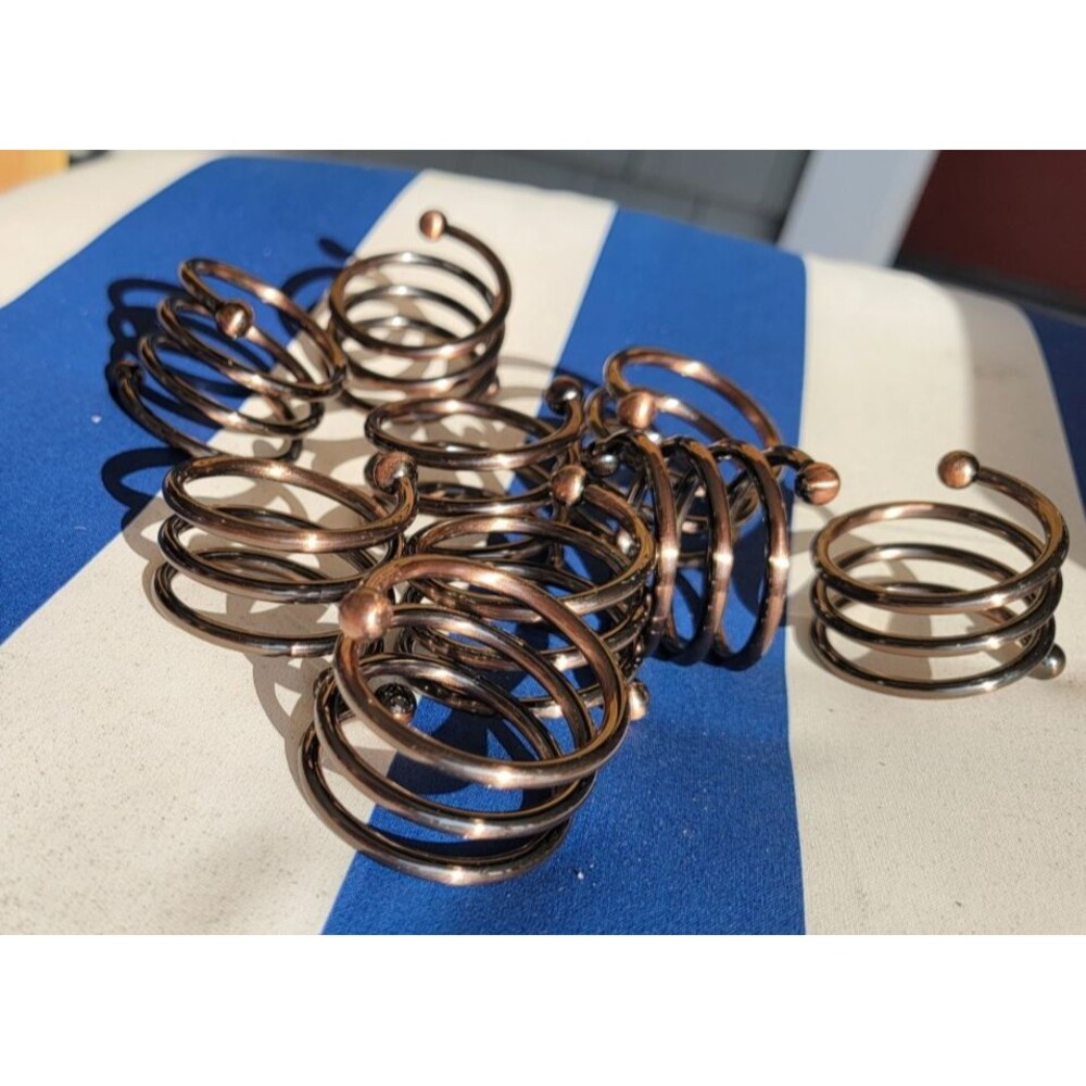 Metal Spiral Napkin Rings Copper Color  Set of 12